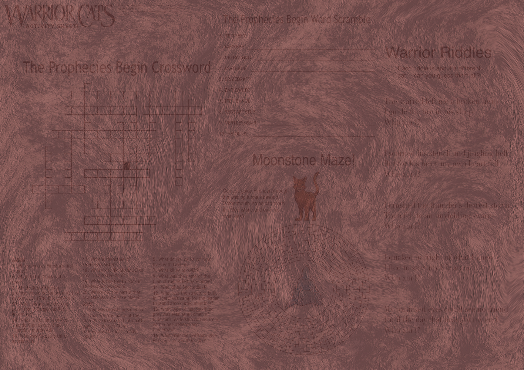 The Prophecies Begin activity sheet!